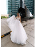 Thin Straps Ivory Lace Tulle Wedding Dress